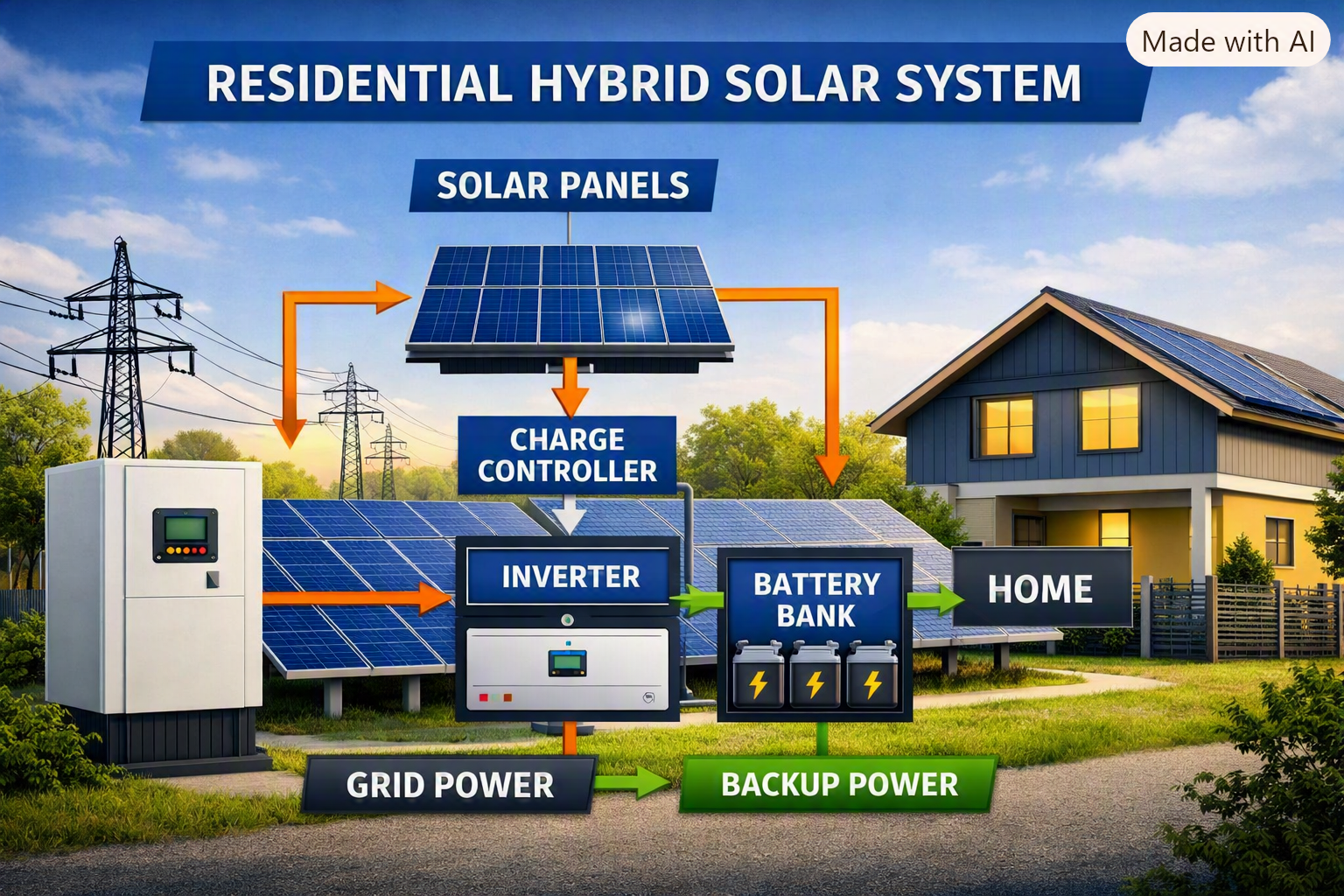 Residential Hybrid Inverter Array Setup